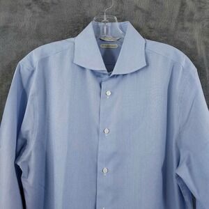 SUITSUPPLY Men's Shirt 40/15 1/4 Extra Slim Fit Blue Formal Pin Striped